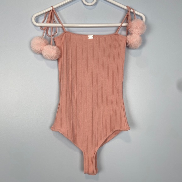 For Love & Lemons Bonbon Bodysuit Powder Pink Size XSmall XS Girly Fun Casual - Picture 9 of 13
